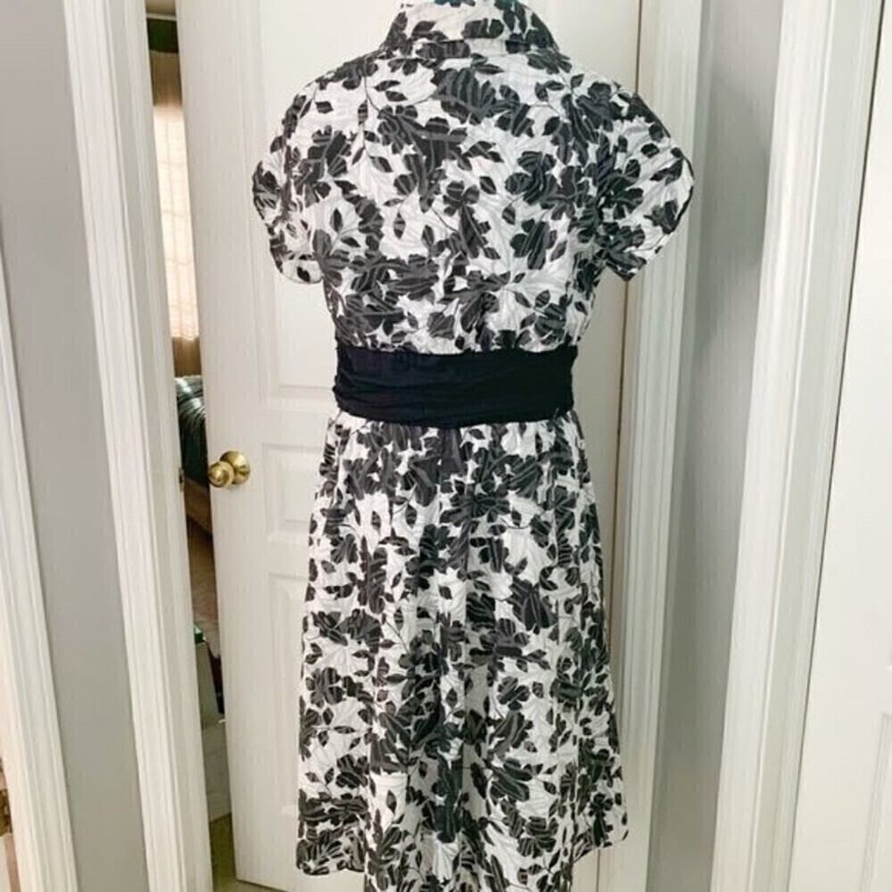 Sandra Darren Floral Tie Wide Waist Short Sleeve Casual Summer Party Dress - Picture 11 of 15